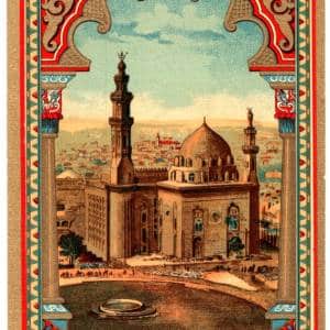 Fes Etiketi, M-3c, Kahire Sultan Hasan camii, Dee. en Egy/Reg.in Egypt, Kondisyon 10-10, 102×263 mm, Gerçek = Orijinal
